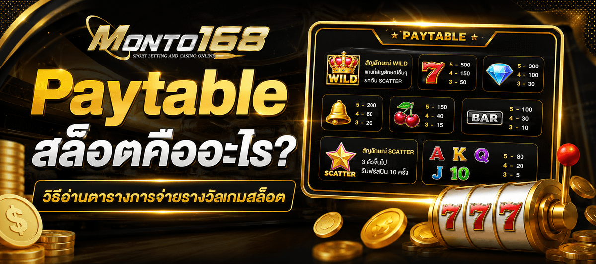 Monto168plus Paytable สล็อต วิธีอ่านตารางการจ่ายรางวัล Wild Scatter และ Multiplier
